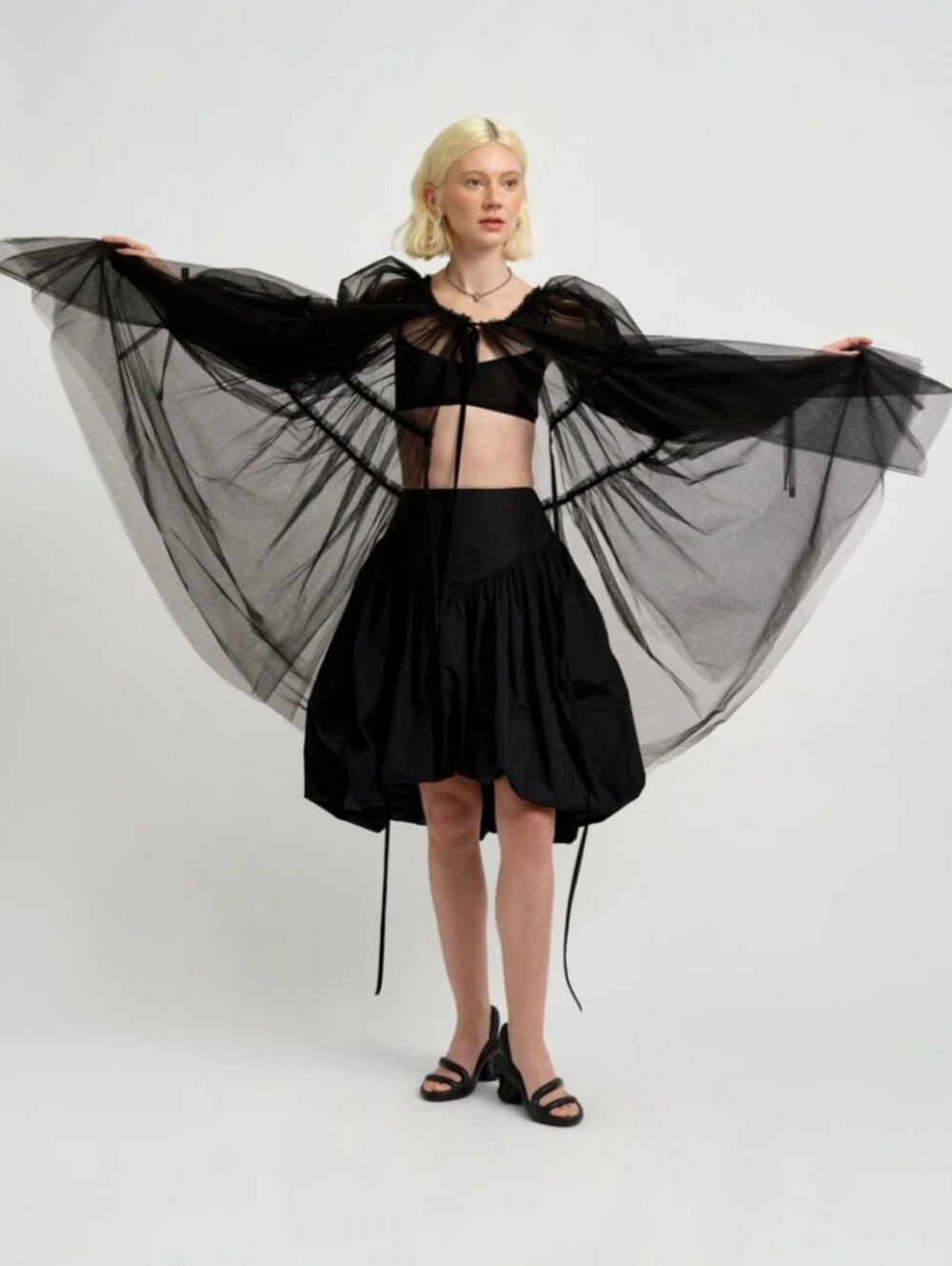 NWT Eliza Faulkner Bubble Skirt Black Taffeta Canada Volume Avante Garde Gothic